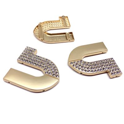 China Hot Selling Zinc Alloy Metal Sewing Buckle Good Quality New Arrivals Handbag Sewing Decorative Flat Rhinestone Shoe Buckles for sale