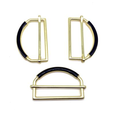 China Wholesaler Gold Metal Bag Accessories D-ring Accessories D-ring Slider Adjustable Webbing Shape Zinc Alloy Buckle With Middle Bar For Canvas Webbing for sale