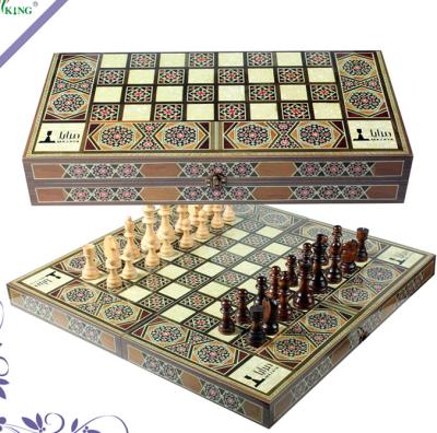 China Wooden deluxe wooden chess, checker and backgammon for sale