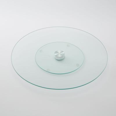 China Disposable Custom Clear Tempered Glass Rotating Serving Dish for sale