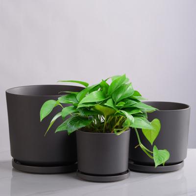 China Drainage Hole At Bottom Joy Living 3 Pcs Set Nordic Bonsai Glazed Indoor Plants Flower Ceramic Planter Pots With Tray for sale