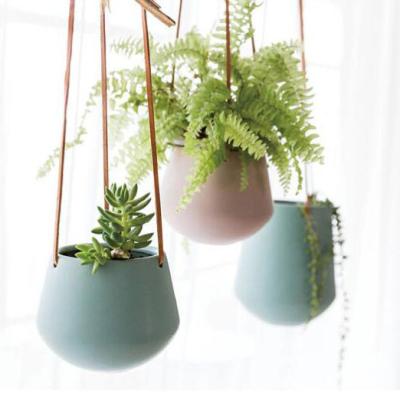 China Sample Time: 10 Days Supply Garden Art Decor Colorful Design Matte Glazed Ceramic Hanging Flower Pots For Plants for sale