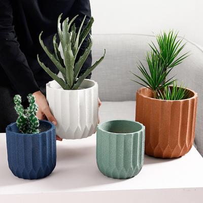 China Europe style Nordic fashion literary style cement simple indoor white frosted flower pot for sale