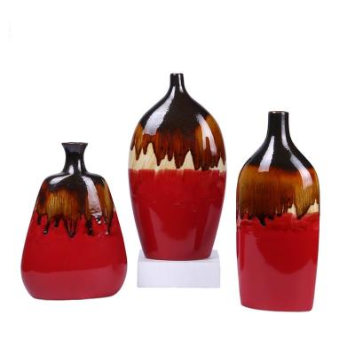 China 2018 New Design Contemporary Home Decoration Red Glazed Reactive Ceramic Vase for sale