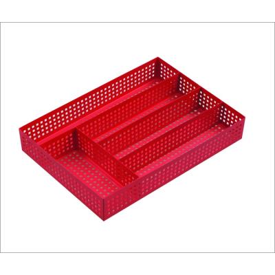 China Wholesale Minimalist China Dishware Basket Mesh Cutlery Tray 4 Compartment Cutlery Basket for sale