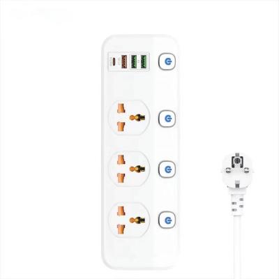 China Commercial noise independent sockets switch control with 3 AC outlets CE socketspower strip surge protector with 3 outlets PD and 4 usb QC for sale