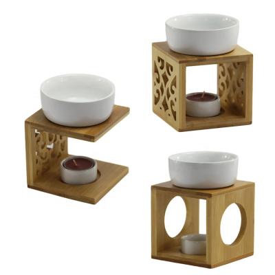 China Chinese Wholesale Bamboo Home Decorative Incense Fragrance Aromather Unique Porcelain Essential Oil Burners for sale