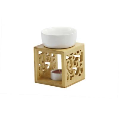 China Europe OEM Wholesale Bamboo Home Fragrance Decorative Porcelain Aromather Essential Oil Burners for sale