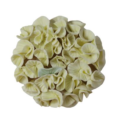 China Exquisite Yellow Artistic Wall Decor Decoration Europe Hydrangea Arts and Crafts Porcelain Ceramic Flower for sale