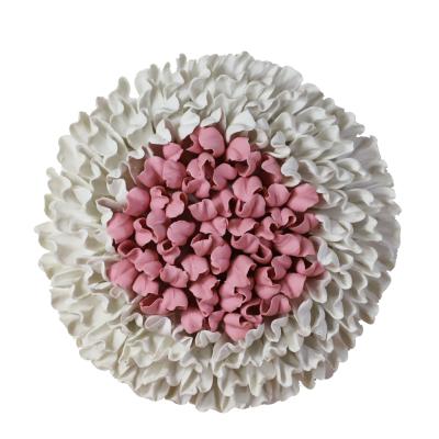 China White And Pink Flowers Europe Wedding Wall Hanging Crafts Porcelain 3d Ceramic Flower for sale