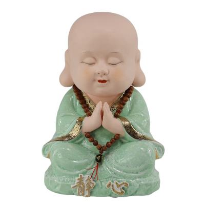 China China Chinese Hand-carved Ceramic Buddha Statue Home Decor Small Monk Sculpture for sale