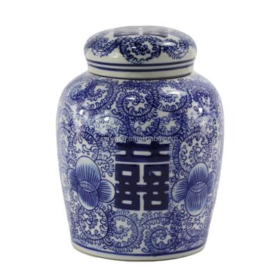 China Traditional Wholesale Chinese Custom Hand Made House Blue and White Decorative Porcelain Ginger Ceramic Jars for sale