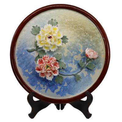 China Blue Luxury Disposable Porcelain Office Dish Decorative Ceramic Hanging Dinner Dishes for sale