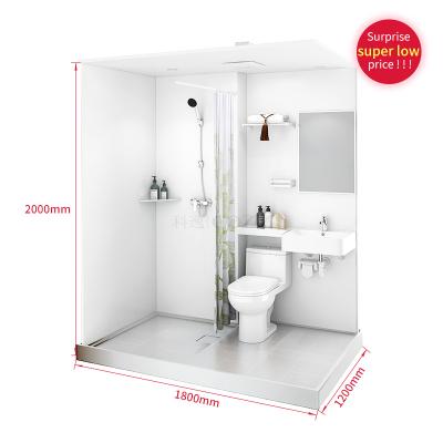 China China manufacturing company of one piece floor prefabricated bathroom unit UB1218 with for sale