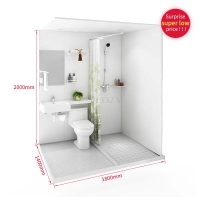 China COMFORTABLE Prefab One Piece Floor Bathroom Pod UB1418 With Big Shed for sale