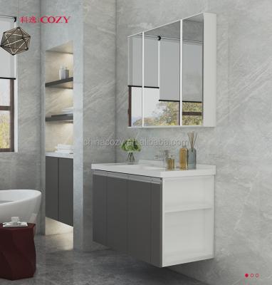 China Waterproof New Arrival Water Proof Modern Bathroom Cabinet With Mirror And Sink 900mm for sale