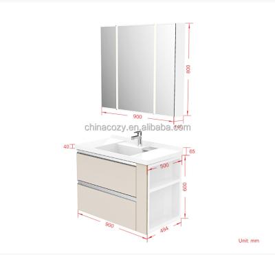 China SMC Modern Prefab Vanity Corner Bathroom Cabinet With Plywood Door 900mm for sale