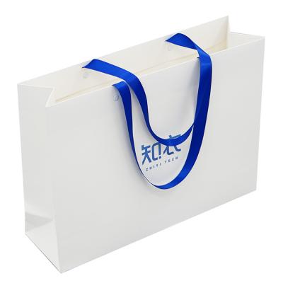 China Recyclable Custom Printed Your Own Logo White Gift Craft Shopping Paper Bag With Handles for sale