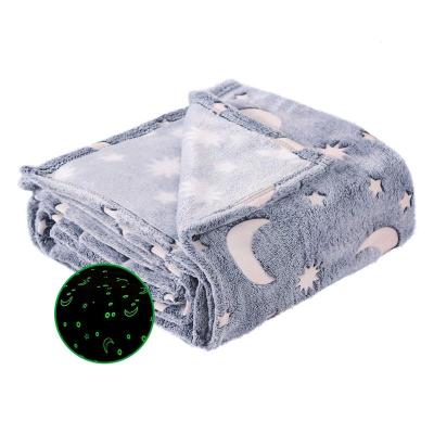 China HOT 100% Polyester Flannel Fleece Super Soft Glow In Dark Blanket Accept Customized Blanket For Kids for sale