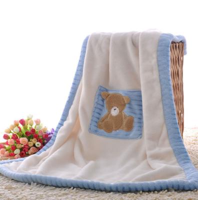 China Wholesale High Quality 100% PASSIONATE Coral Fleece Carton Blanket Embroidered Polyester Baby Blanket For Kids for sale