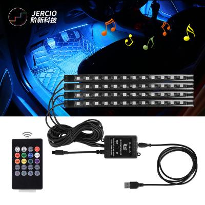 China Car Atmosphere Light Automotive RGB LED Strip SMD5050 Flexible Music Control Color Atmosphere Lights Neon Lights For Car Automobile for sale