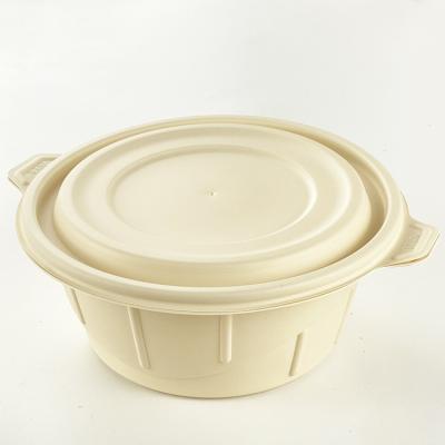 China Food Wholesale In Stock Eco Friendly Outdoor Biodegradable Cornstarch Camping Take Away Round 1500ml Disposable Bowls And Lids for sale