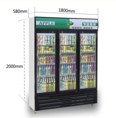 China Small Supermarket 3 Double-temperature Glass Upright Glass Door Showcase Beer Chiller Fridge Display for sale