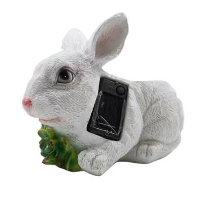 China Home Decoration Guaranteed Top Quality Resin Craft Figurine Solar Garden Rabbit Statue for sale