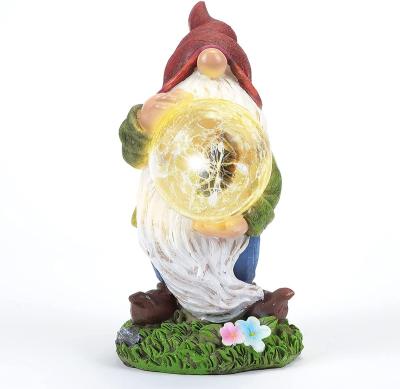 China Resin Home Promotional Good Quality Creative Waterproof Garden Crafts Decoration Lamps Solar Gnome Statue for sale