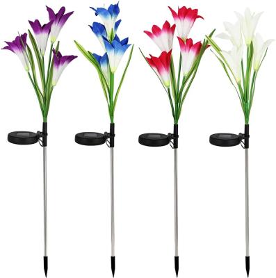 China New Style Garden Light RGB Color Outdoor Led Solar Lamp Lily Garden Flower Waterproof Decorative for sale