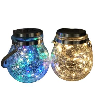 China Outdoor Garden Garden Glass Hanging Led Waterproof Solar Lantern Lighting Backyard Decorative Lights for sale