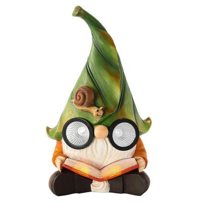 China World Garden Gnome Statue DesGully Resin Gnome Figurine with Solar LED Lights Outdoor Statues Garden Decor for Patio Yard Lawn Porch for sale