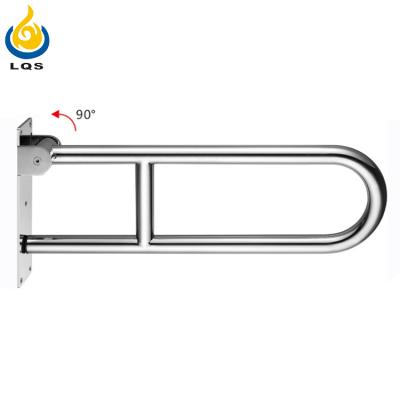 China Wholesale Modern LQS Folding Bathroom Grab Bar Handicap U Shaped Swing Up Toilet Grab Bars for sale