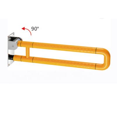 China Foldable; 90 Degree Durable Commercial LQS Yellow And White Horizontal To Vertical ABS Foldable Grab Bar For Hotel Hospital for sale