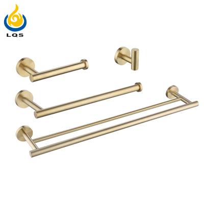 China Sustainable Hotel Full Stainless Steel Bath Hardware Set Gold Luxury Commercial Bathroom Accessories Sets 304 for sale