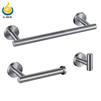 China LQS Sustainable Home Decoration Brushed Satin Hook Tangled Toilet Paper Holder Towel Rack Bathroom Accessories Set for sale