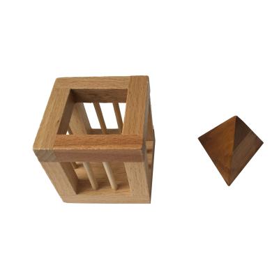 China C01314 Educational Toy Learning Toys For Children Cage Classic Jigsaw Wooden 3D Cube Jigsaw Puzzle for sale