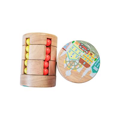 China C01320-C01321 Brain Teaser Game Magic wooden toys outperform Bean Cube Toy Spin To victory cylinder cube puzzle for kids for sale