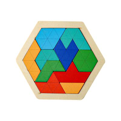 China Toy C01808 Montessori wooden jigsaw wooden colorful tangram puzzle Chinese classic educational riddle 10 pieces for sale