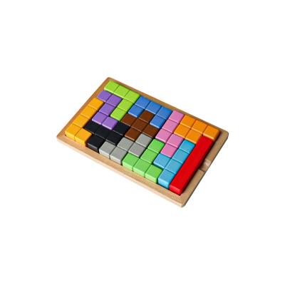 China C01820 Educational Wooden Blocks Puzzle Montessori Blocks 3D Educational Colorful Russian ROD Game Toy For Children for sale