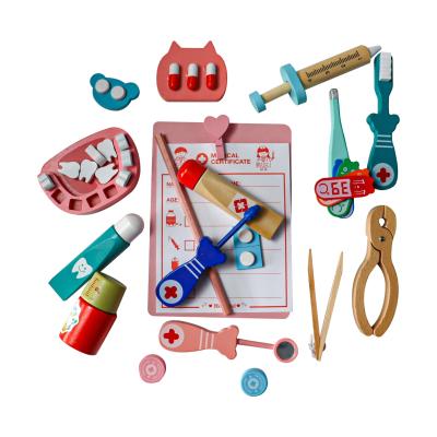 China Wooden Educational Doctor Medical Pretend Toy Get Well Play Set C02500 Set for Toddlers Montessori Toys Dentist Kit for sale