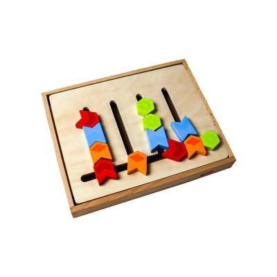 China Educational Toy C05053 Montessori Learning Toys Preschool Educational Wooden Toys for Kids Slide Puzzle Color and Shape Matching Brain Teasers for sale