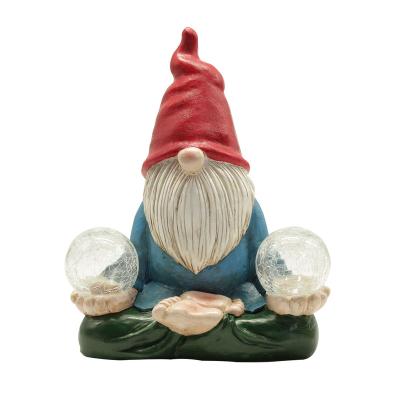 China New Arrival Popular Amazon Dwarf Garden Gnome With Cartoon Solar Light Garden Decorations Resin Gnomes Decorations for sale