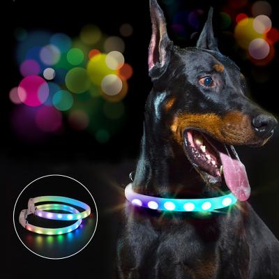 China Cat Puppy Safe Flashing Collar Adjustable Dog LED Collar Rechargeable Pet Dog Collars Night Pet Supplies for sale