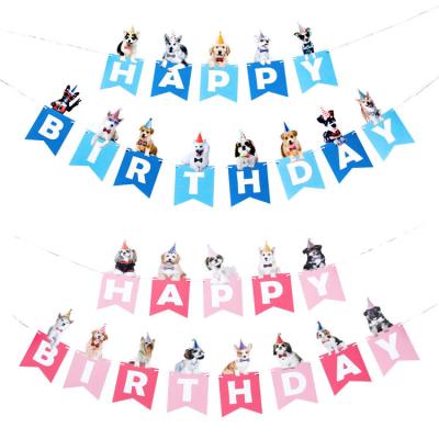 China Wholesale Lovely Dog Theme Colorful Party Decoration Happy Birthday Banner Birthday Photo Props for sale