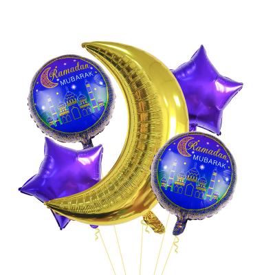 China Moon Ramadan Decoration Aluminum Film Balloons Ramadan Products of Eid Mubarak Eid Kareem Balloon Set Aluminum Star for sale