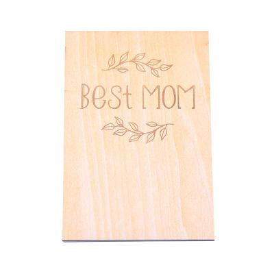 China Happy Mother's Day Gift Laser Laser Mothers Day Wooden Eco Friendly Gifts Card Best Mom Wooden Greeting Cards For Happy Mothers Day for sale