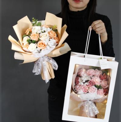 China Mother's Day Flower Boxes Artificial Flower Roses Carnation Bouquet Soap Flower Mother's Day Flower Box for sale