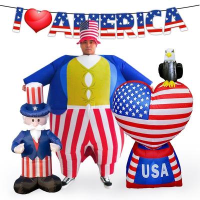 China Decoartion USA National Flag Condor Hat Independence Day Costume Suit For July Party Inflatable Outdoor Model Dress Party 4th for sale