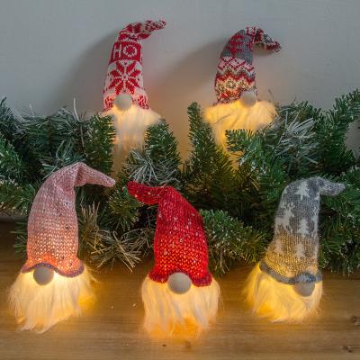 China Chirstmas Decor Christmas Decoration Led Christmas Gnome Plush Doll Night Light Ornament Christmas Tree Charm for sale